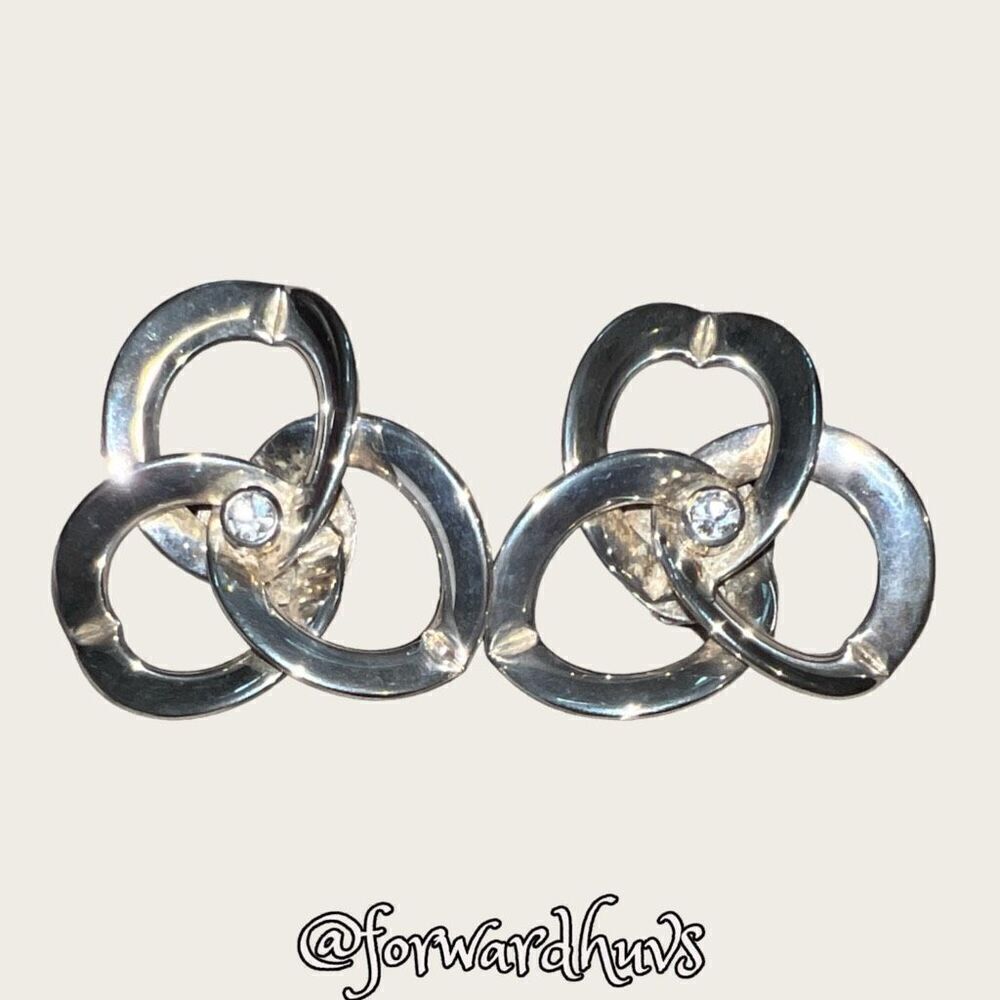 Large Vintage Silver Tone Clip on Earrings